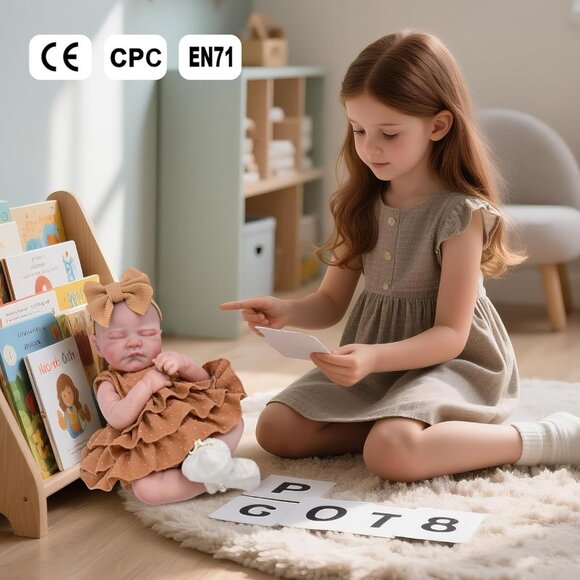 🆕20inch Soft Cloth Body Newborn Baby Poseable Limbs Coffee Doll Baby Girl - Picture 8 of 8